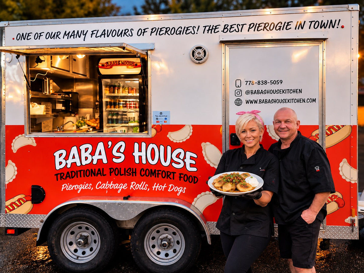 Maggie and Andrew in front of Baba’s House food truck